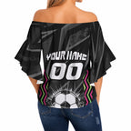 Personalised Matildas Australian Spirit Off Shoulder Wrap Waist Top Kangaroo Emu Coat Of Arms Soccer Ball