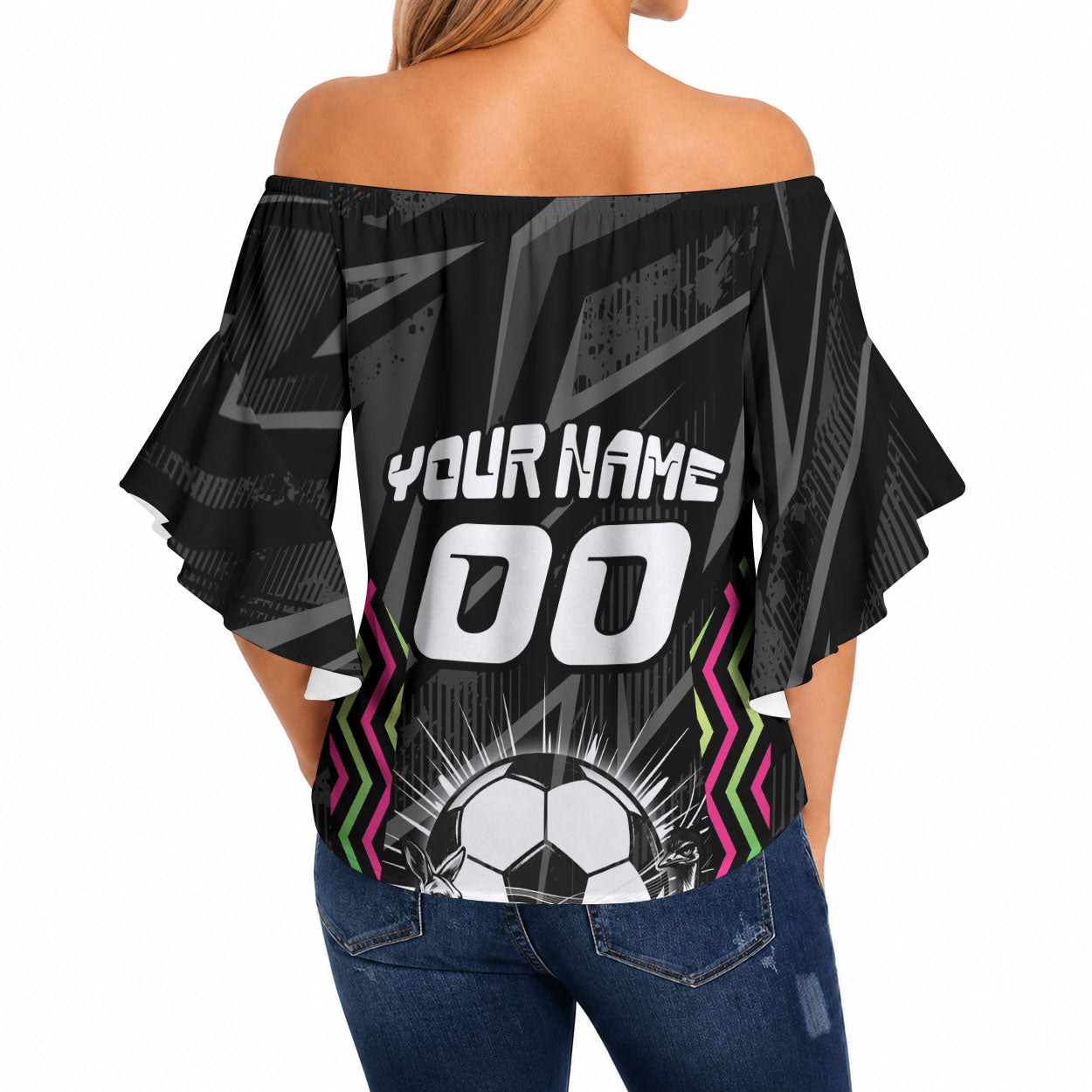 Personalised Matildas Australian Spirit Off Shoulder Wrap Waist Top Kangaroo Emu Coat Of Arms Soccer Ball