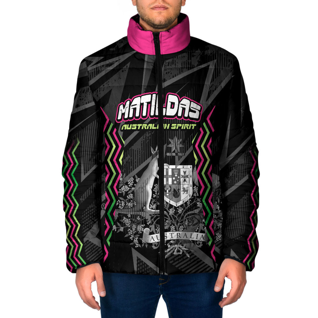 Personalised Matildas Australian Spirit Padded Jacket Kangaroo Emu Coat Of Arms Soccer Ball