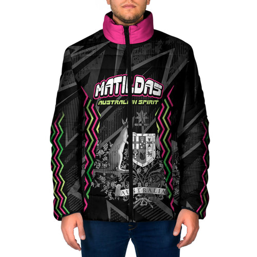 Personalised Matildas Australian Spirit Padded Jacket Kangaroo Emu Coat Of Arms Soccer Ball