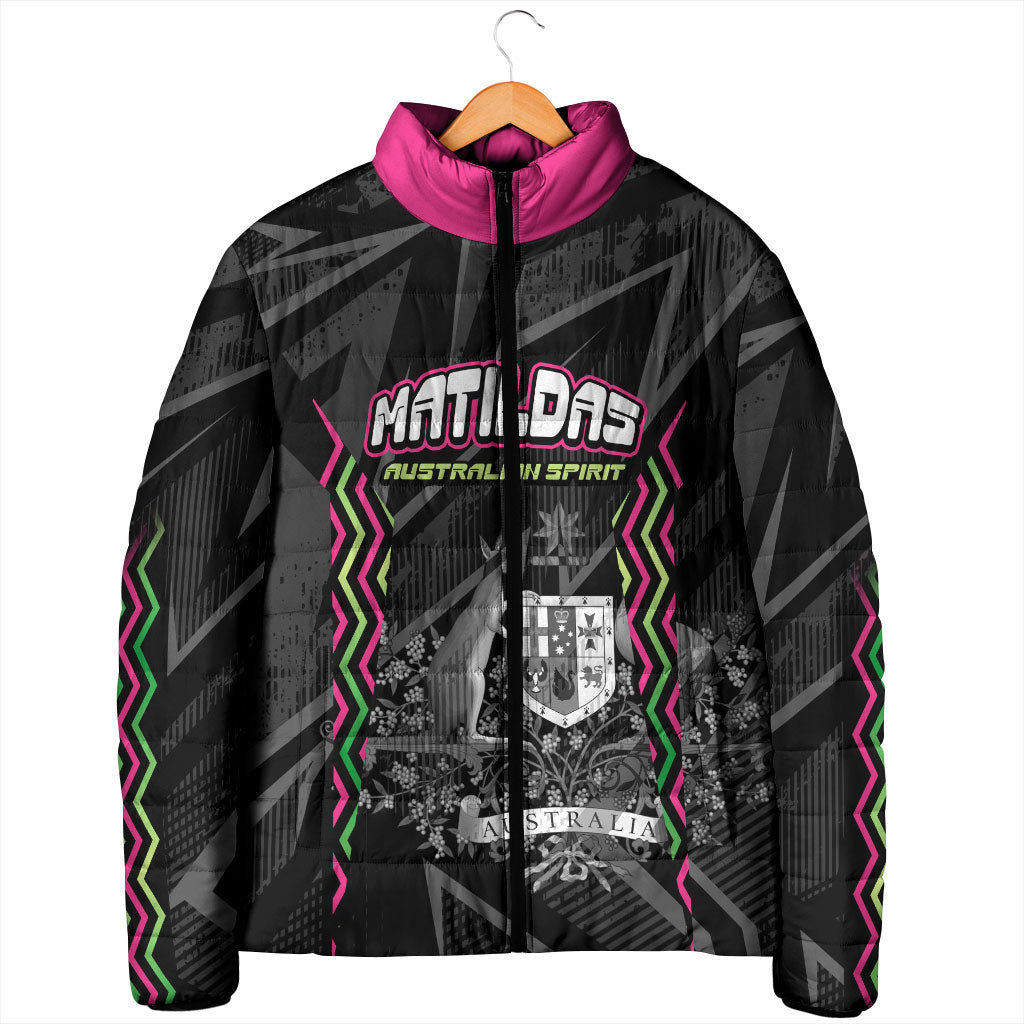 Personalised Matildas Australian Spirit Padded Jacket Kangaroo Emu Coat Of Arms Soccer Ball