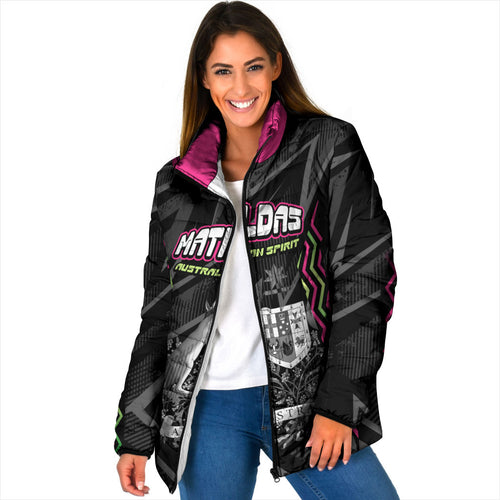 Personalised Matildas Australian Spirit Padded Jacket Kangaroo Emu Coat Of Arms Soccer Ball