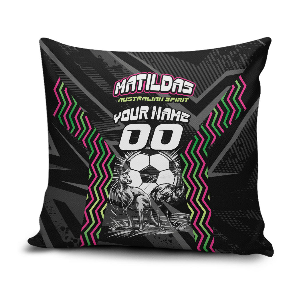 Personalised Matildas Australian Spirit Pillow Cover Kangaroo Emu Coat Of Arms Soccer Ball