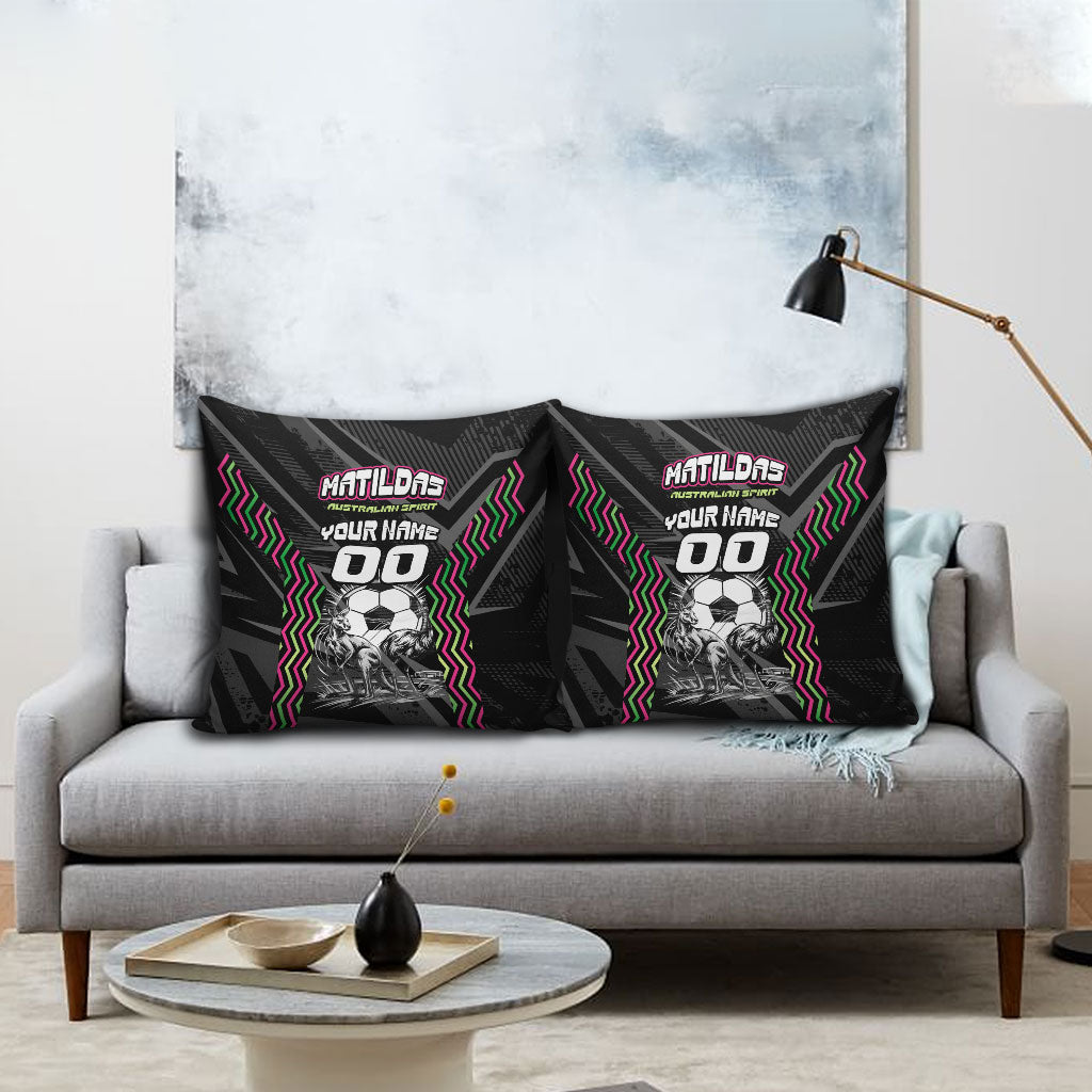 Personalised Matildas Australian Spirit Pillow Cover Kangaroo Emu Coat Of Arms Soccer Ball