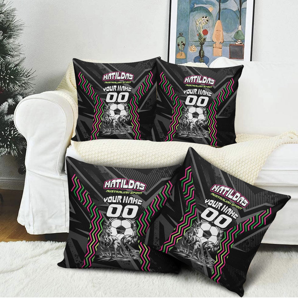 Personalised Matildas Australian Spirit Pillow Cover Kangaroo Emu Coat Of Arms Soccer Ball