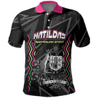 Personalised Matildas Australian Spirit Polo Shirt Kangaroo Emu Coat Of Arms Soccer Ball