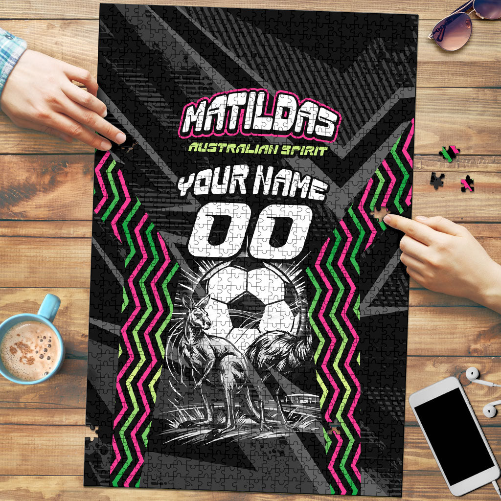 Personalised Matildas Australian Spirit Puzzle Kangaroo Emu Coat Of Arms Soccer Ball