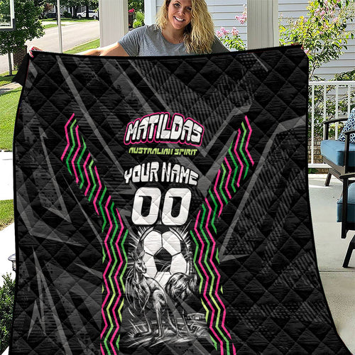 Personalised Matildas Australian Spirit Quilt Kangaroo Emu Coat Of Arms Soccer Ball