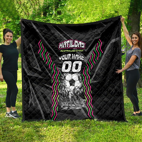 Personalised Matildas Australian Spirit Quilt Kangaroo Emu Coat Of Arms Soccer Ball