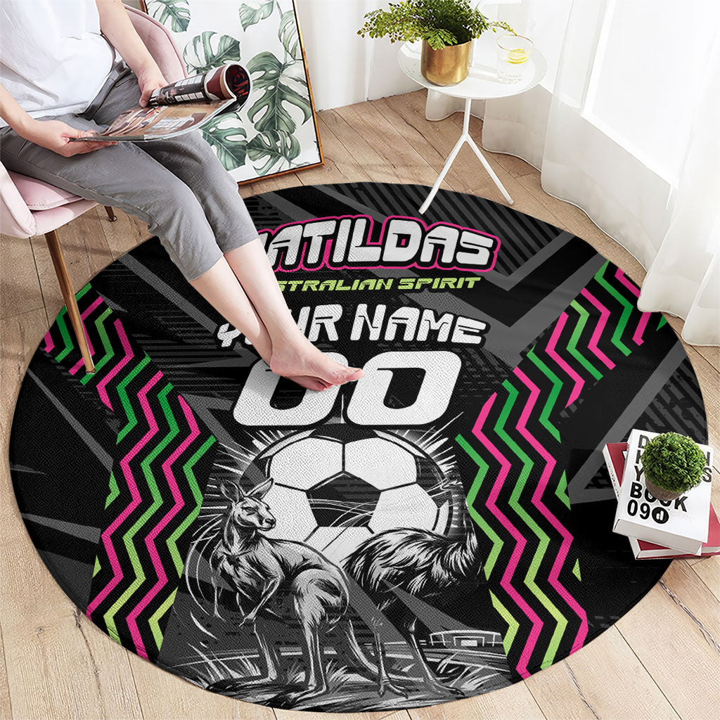 Personalised Matildas Australian Spirit Round Carpet Kangaroo Emu Coat Of Arms Soccer Ball