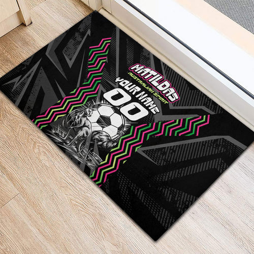 Personalised Matildas Australian Spirit Rubber Doormat Kangaroo Emu Coat Of Arms Soccer Ball