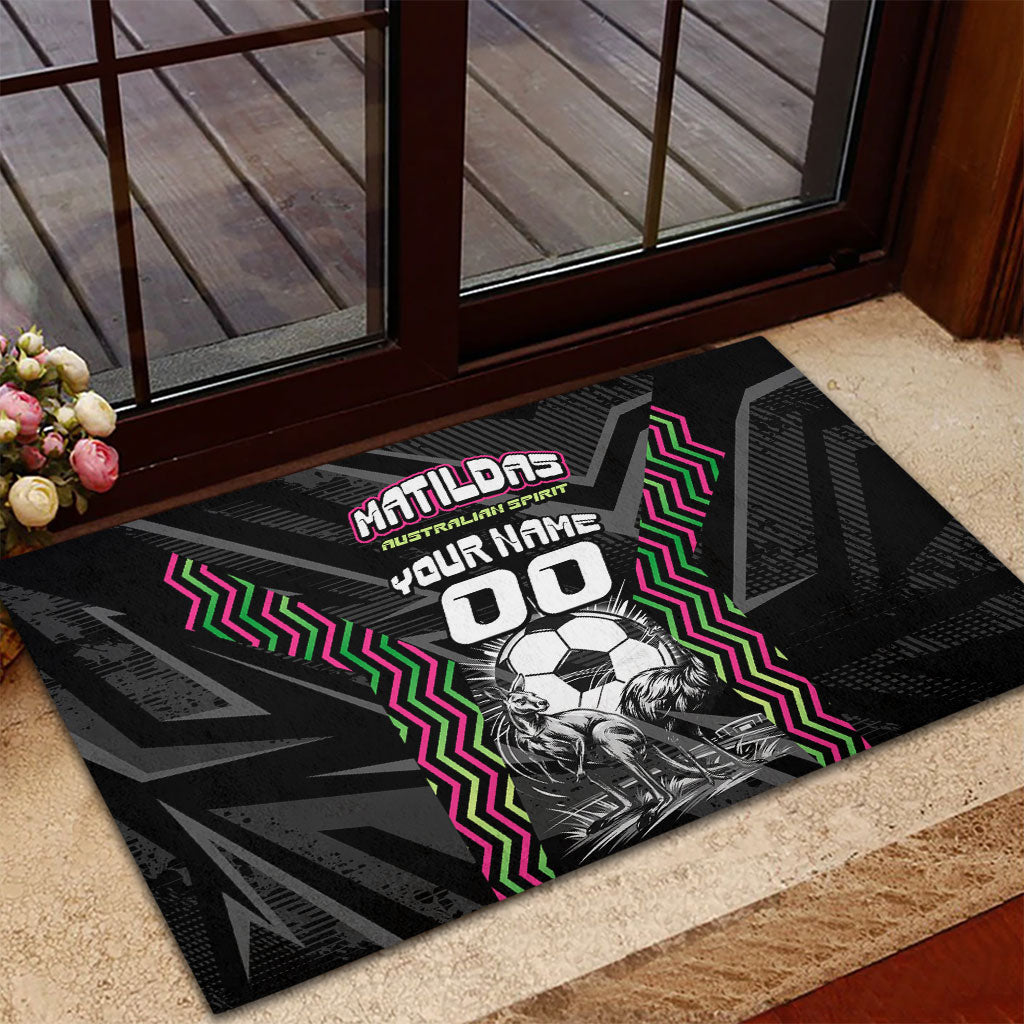 Personalised Matildas Australian Spirit Rubber Doormat Kangaroo Emu Coat Of Arms Soccer Ball