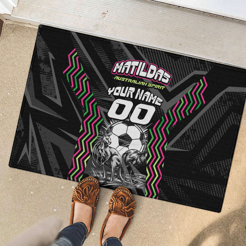 Personalised Matildas Australian Spirit Rubber Doormat Kangaroo Emu Coat Of Arms Soccer Ball