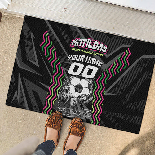 Personalised Matildas Australian Spirit Rubber Doormat Kangaroo Emu Coat Of Arms Soccer Ball