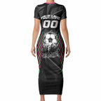 Personalised Matildas Australian Spirit Short Sleeve Bodycon Dress Kangaroo Emu Coat Of Arms Soccer Ball