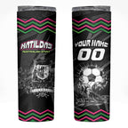 Personalised Matildas Australian Spirit Skinny Tumbler Kangaroo Emu Coat Of Arms Soccer Ball
