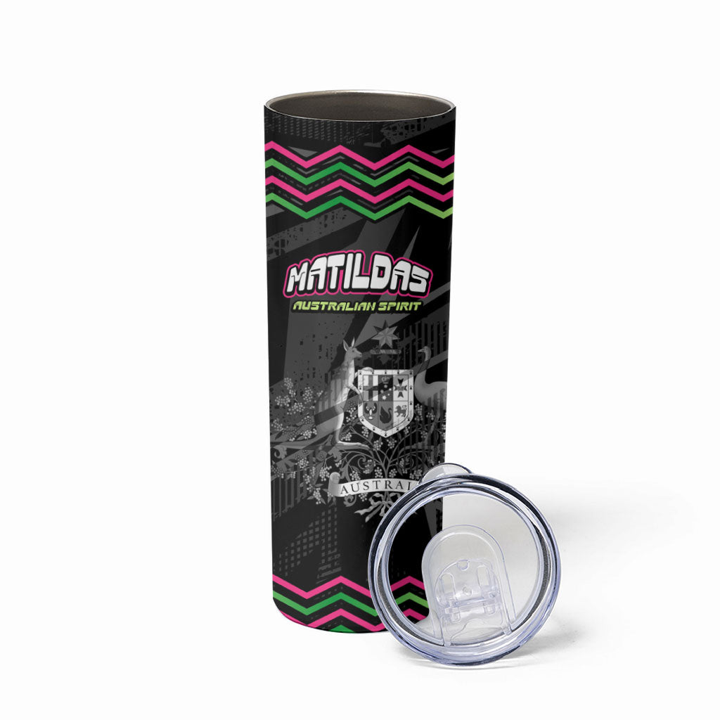 Personalised Matildas Australian Spirit Skinny Tumbler Kangaroo Emu Coat Of Arms Soccer Ball