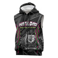 Personalised Matildas Australian Spirit Sleeveless Zip Hoodie Kangaroo Emu Coat Of Arms Soccer Ball
