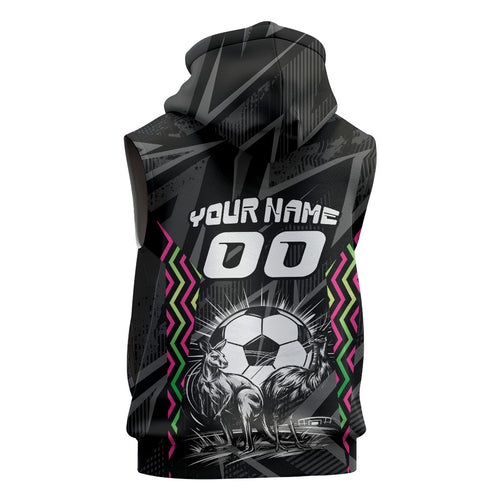 Personalised Matildas Australian Spirit Sleeveless Zip Hoodie Kangaroo Emu Coat Of Arms Soccer Ball