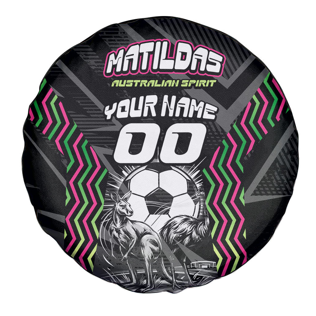 Personalised Matildas Australian Spirit Spare Tire Cover Kangaroo Emu Coat Of Arms Soccer Ball