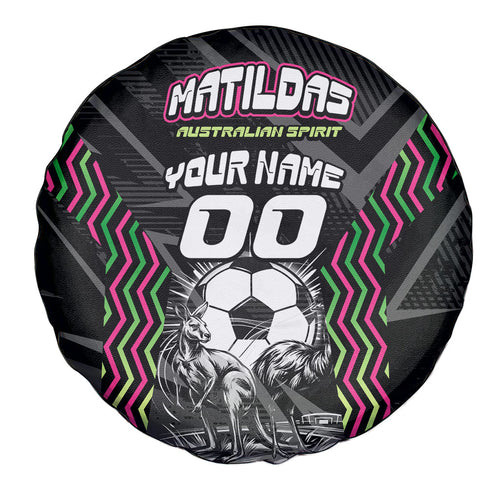 Personalised Matildas Australian Spirit Spare Tire Cover Kangaroo Emu Coat Of Arms Soccer Ball