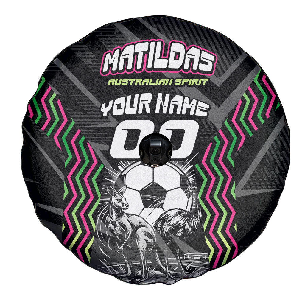 Personalised Matildas Australian Spirit Spare Tire Cover Kangaroo Emu Coat Of Arms Soccer Ball