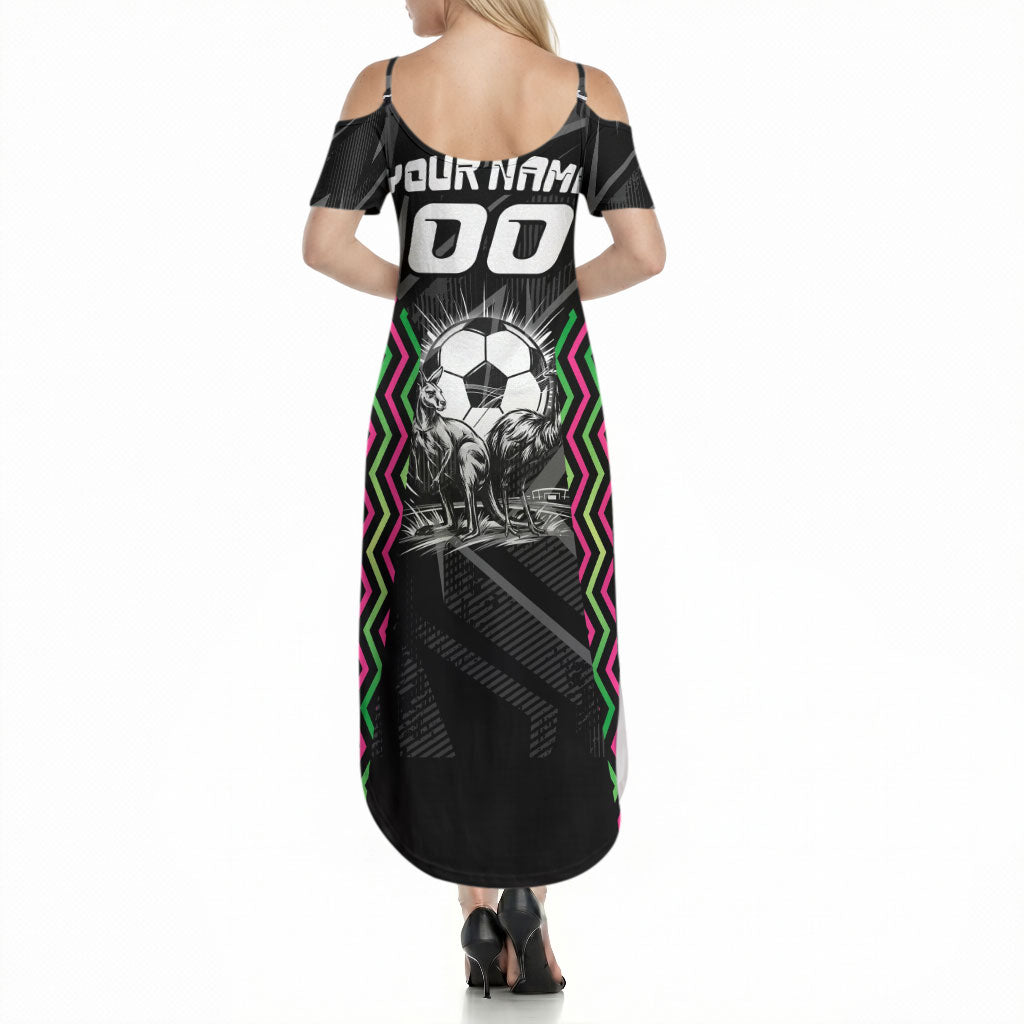 Personalised Matildas Australian Spirit Summer Maxi Dress Kangaroo Emu Coat Of Arms Soccer Ball