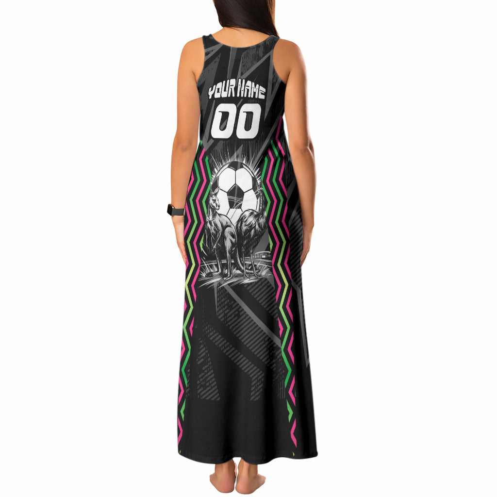 Personalised Matildas Australian Spirit Tank Maxi Dress Kangaroo Emu Coat Of Arms Soccer Ball