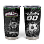 Personalised Matildas Australian Spirit Tumbler Cup Kangaroo Emu Coat Of Arms Soccer Ball