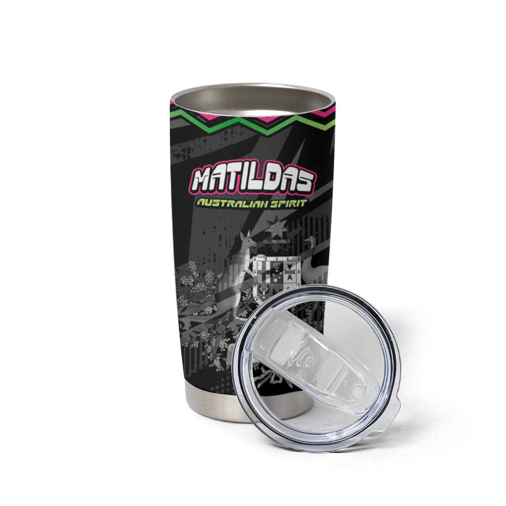 Personalised Matildas Australian Spirit Tumbler Cup Kangaroo Emu Coat Of Arms Soccer Ball