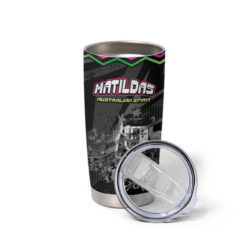Personalised Matildas Australian Spirit Tumbler Cup Kangaroo Emu Coat Of Arms Soccer Ball
