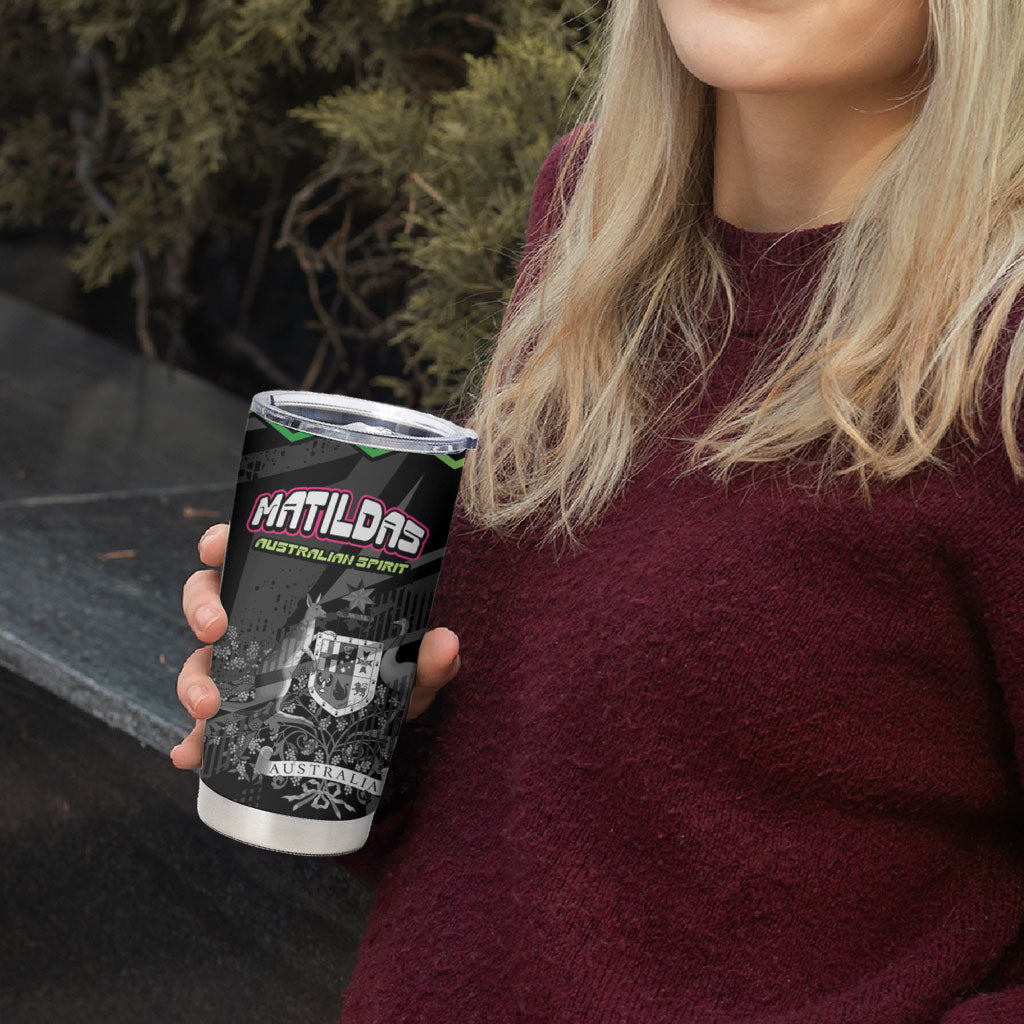Personalised Matildas Australian Spirit Tumbler Cup Kangaroo Emu Coat Of Arms Soccer Ball