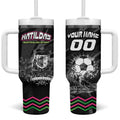 Personalised Matildas Australian Spirit Tumbler With Handle Kangaroo Emu Coat Of Arms Soccer Ball