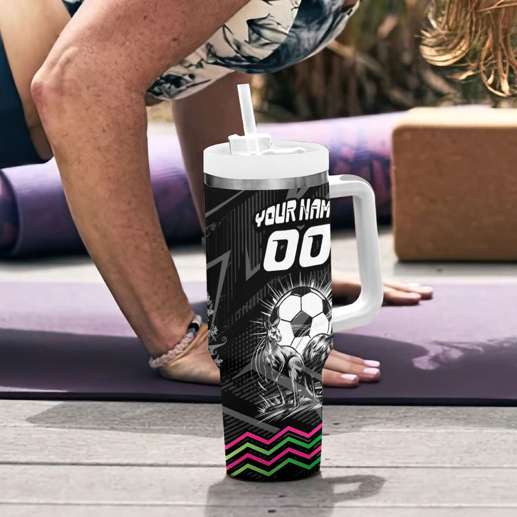 Personalised Matildas Australian Spirit Tumbler With Handle Kangaroo Emu Coat Of Arms Soccer Ball