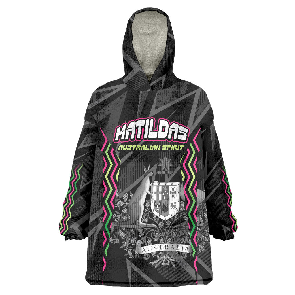 Personalised Matildas Australian Spirit Wearable Blanket Hoodie Kangaroo Emu Coat Of Arms Soccer Ball