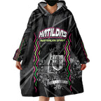 Personalised Matildas Australian Spirit Wearable Blanket Hoodie Kangaroo Emu Coat Of Arms Soccer Ball