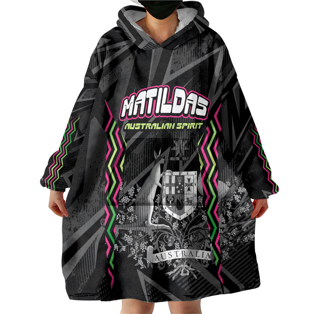 Personalised Matildas Australian Spirit Wearable Blanket Hoodie Kangaroo Emu Coat Of Arms Soccer Ball