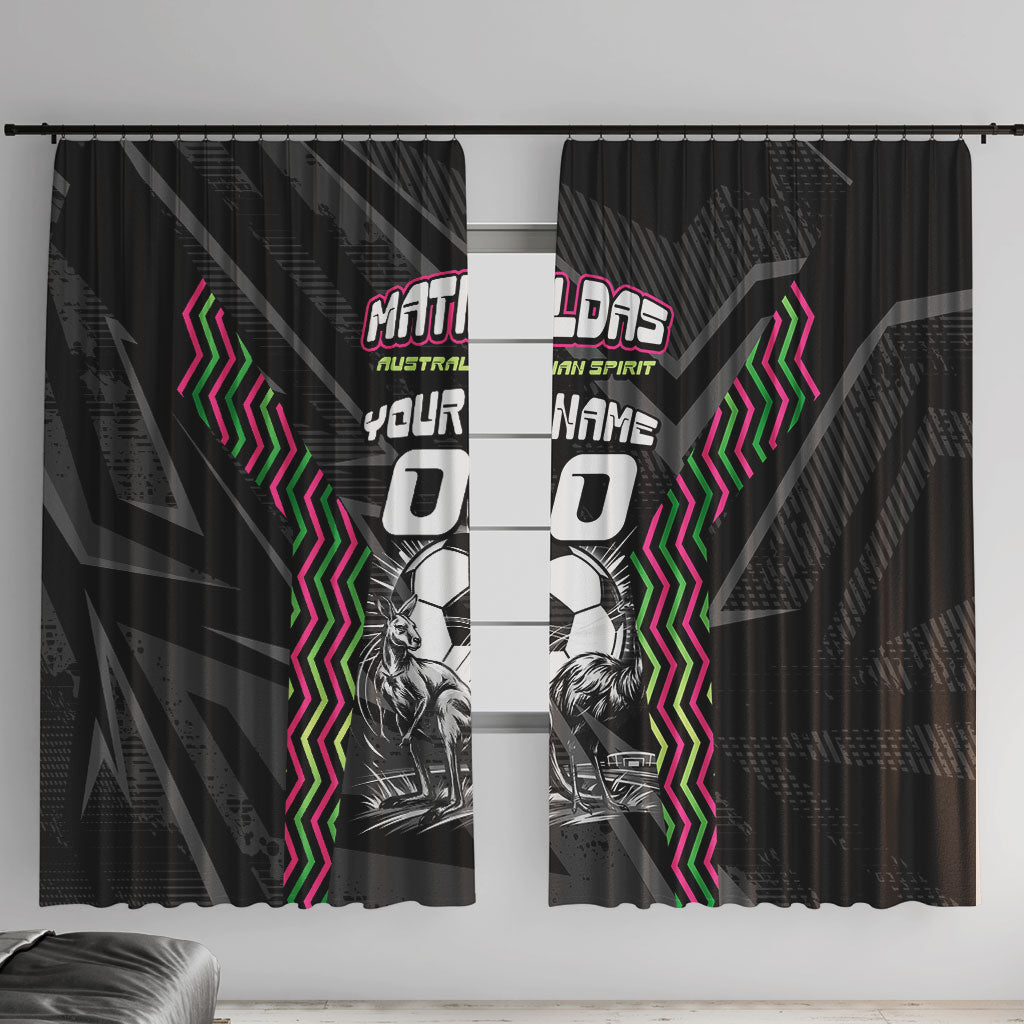 Personalised Matildas Australian Spirit Window Curtain Kangaroo Emu Coat Of Arms Soccer Ball