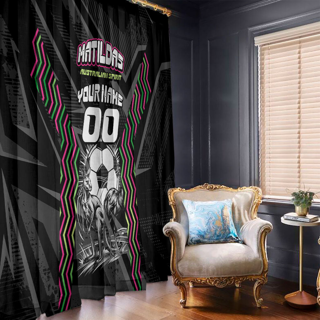 Personalised Matildas Australian Spirit Window Curtain Kangaroo Emu Coat Of Arms Soccer Ball