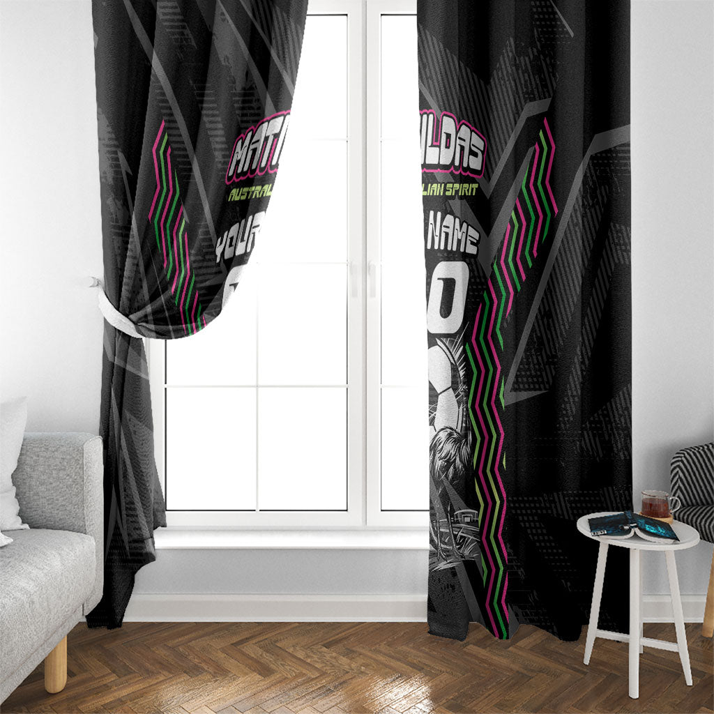 Personalised Matildas Australian Spirit Window Curtain Kangaroo Emu Coat Of Arms Soccer Ball