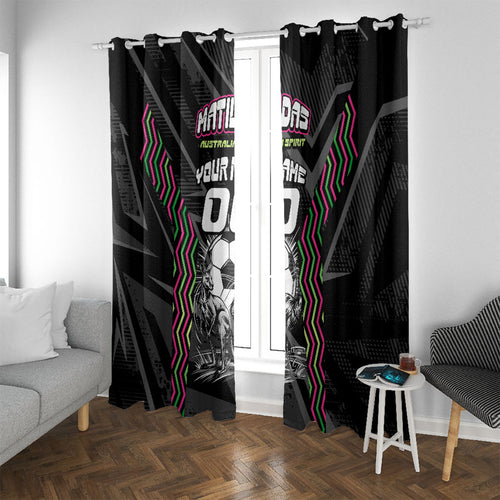 Personalised Matildas Australian Spirit Window Curtain Kangaroo Emu Coat Of Arms Soccer Ball