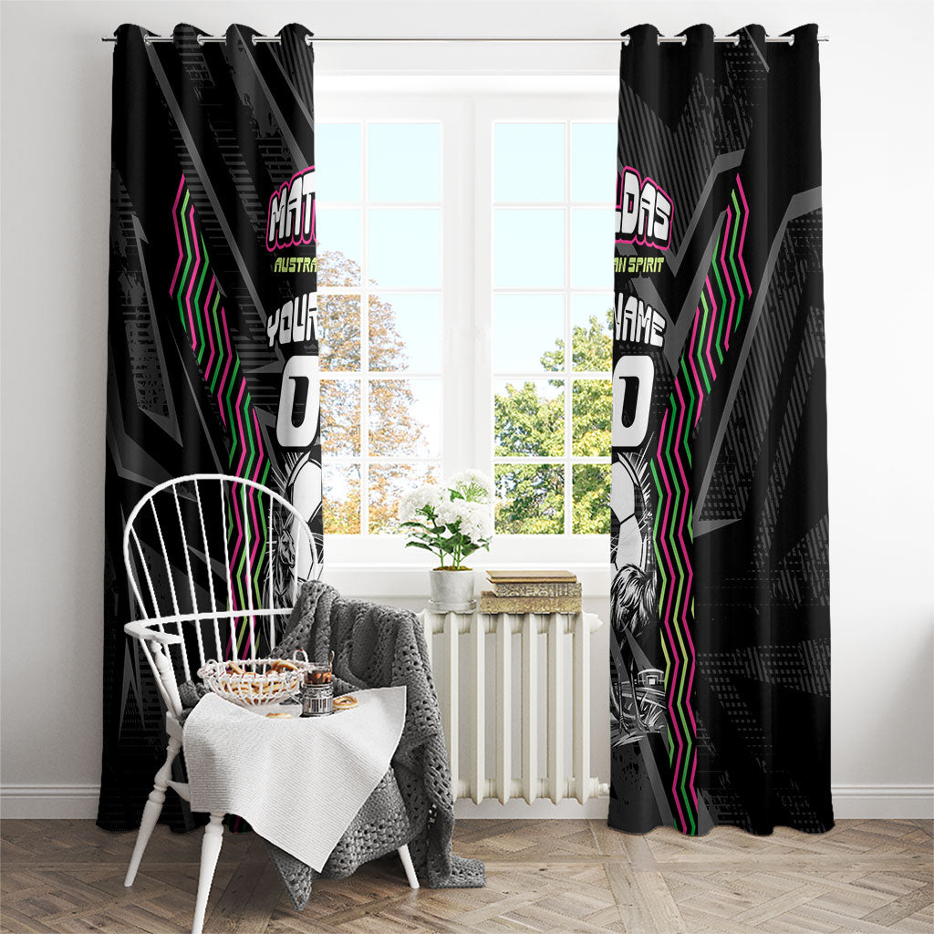 Personalised Matildas Australian Spirit Window Curtain Kangaroo Emu Coat Of Arms Soccer Ball