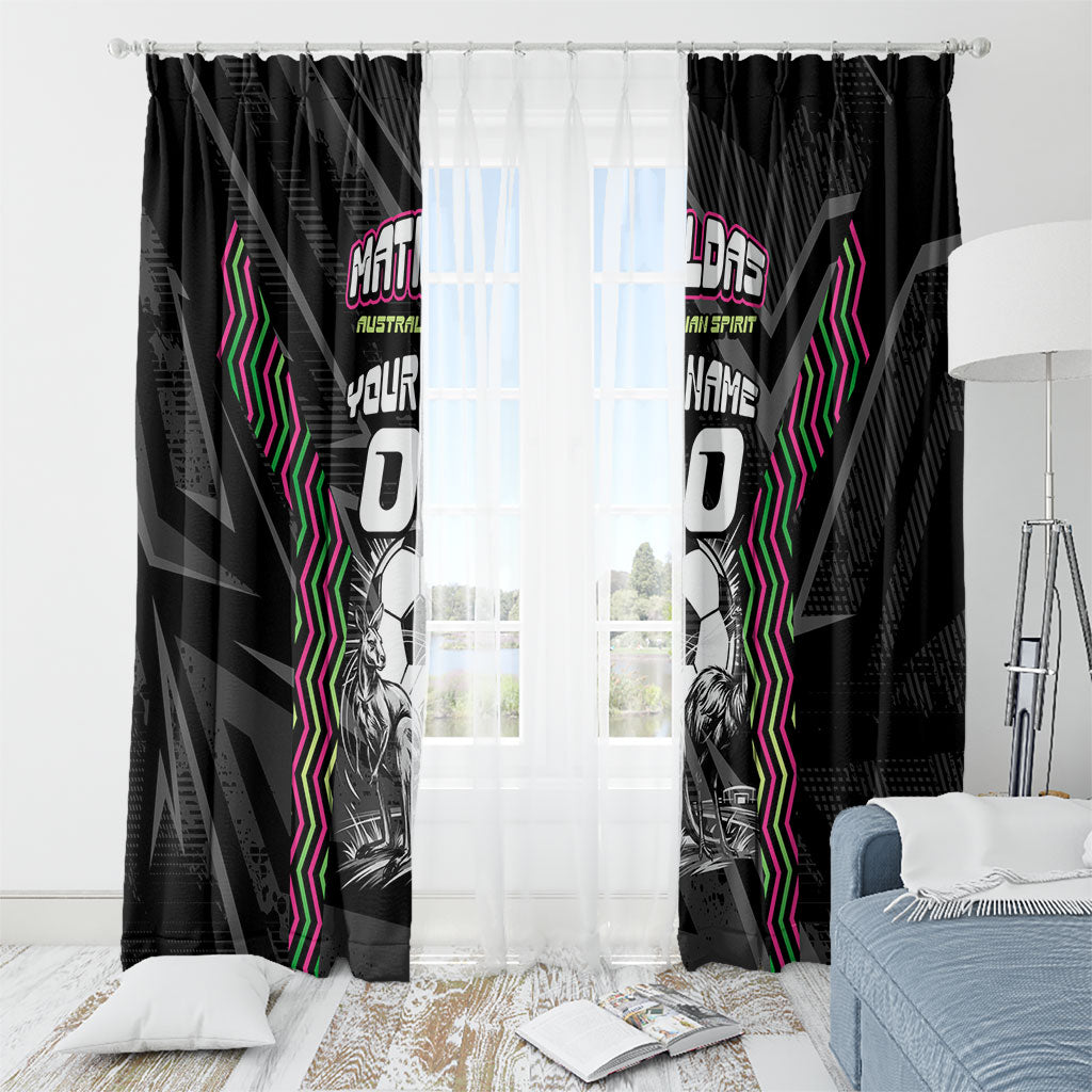 Personalised Matildas Australian Spirit Window Curtain Kangaroo Emu Coat Of Arms Soccer Ball