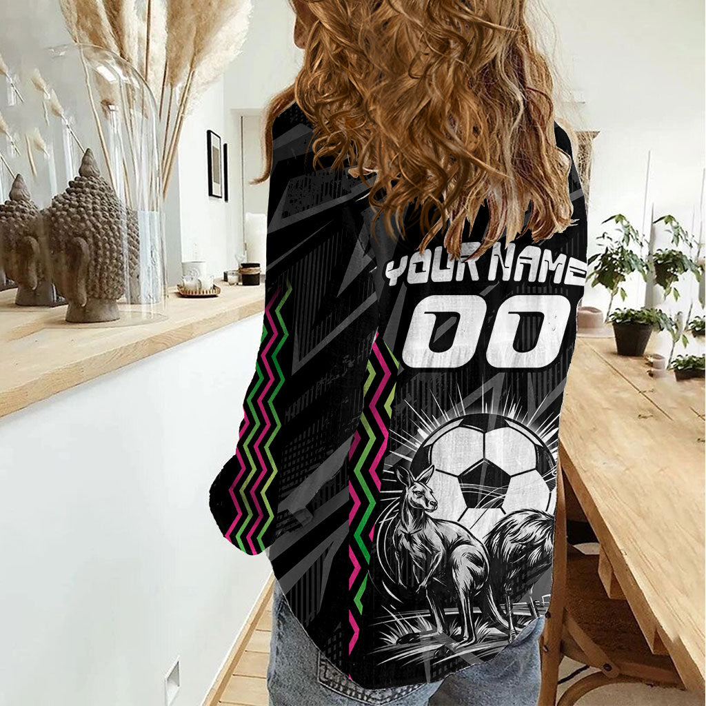 Personalised Matildas Australian Spirit Women Casual Shirt Kangaroo Emu Coat Of Arms Soccer Ball