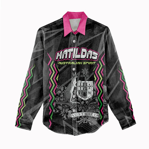 Personalised Matildas Australian Spirit Women Casual Shirt Kangaroo Emu Coat Of Arms Soccer Ball