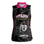 Personalised Matildas Australian Spirit Women Sleeveless Polo Shirt Kangaroo Emu Coat Of Arms Soccer Ball
