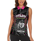 Personalised Matildas Australian Spirit Women Sleeveless Polo Shirt Kangaroo Emu Coat Of Arms Soccer Ball