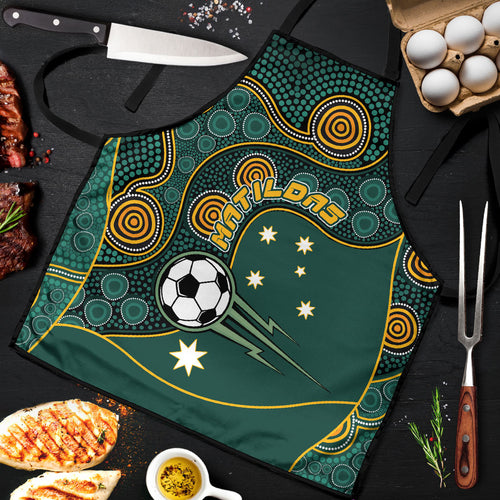 Matildas Game On Apron Indigenous Dot Art Soccer Ball With Southern Cross Stars