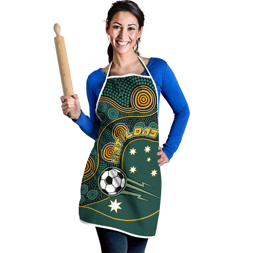 Matildas Game On Apron Indigenous Dot Art Soccer Ball With Southern Cross Stars