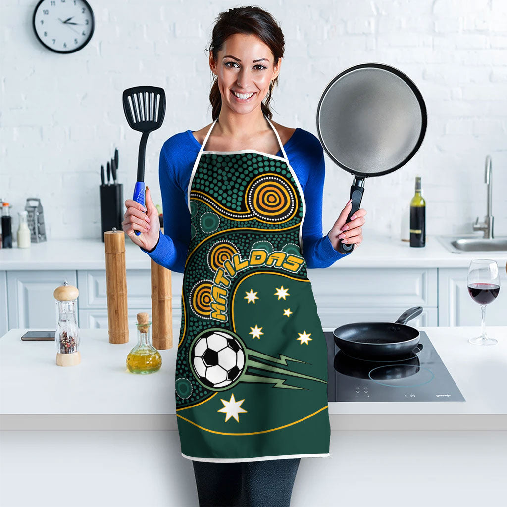 Matildas Game On Apron Indigenous Dot Art Soccer Ball With Southern Cross Stars